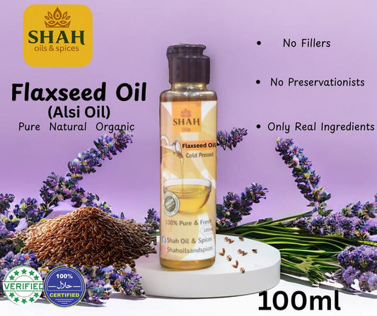 Shah Oils – Cold Pressed Flaxseed Oil Available Sizes: 50 ml | 100 ml | 200 ml
