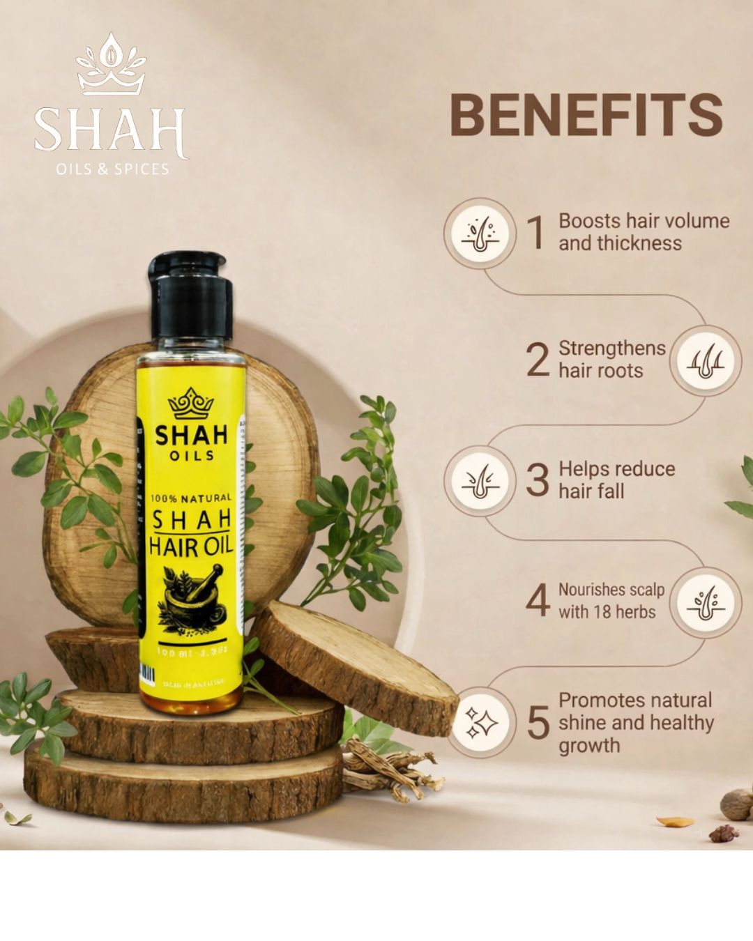 Shah Hair Oil – 100ml | Organic Cold Pressed Hair Oil for Hair Growth & Hair Fall Control