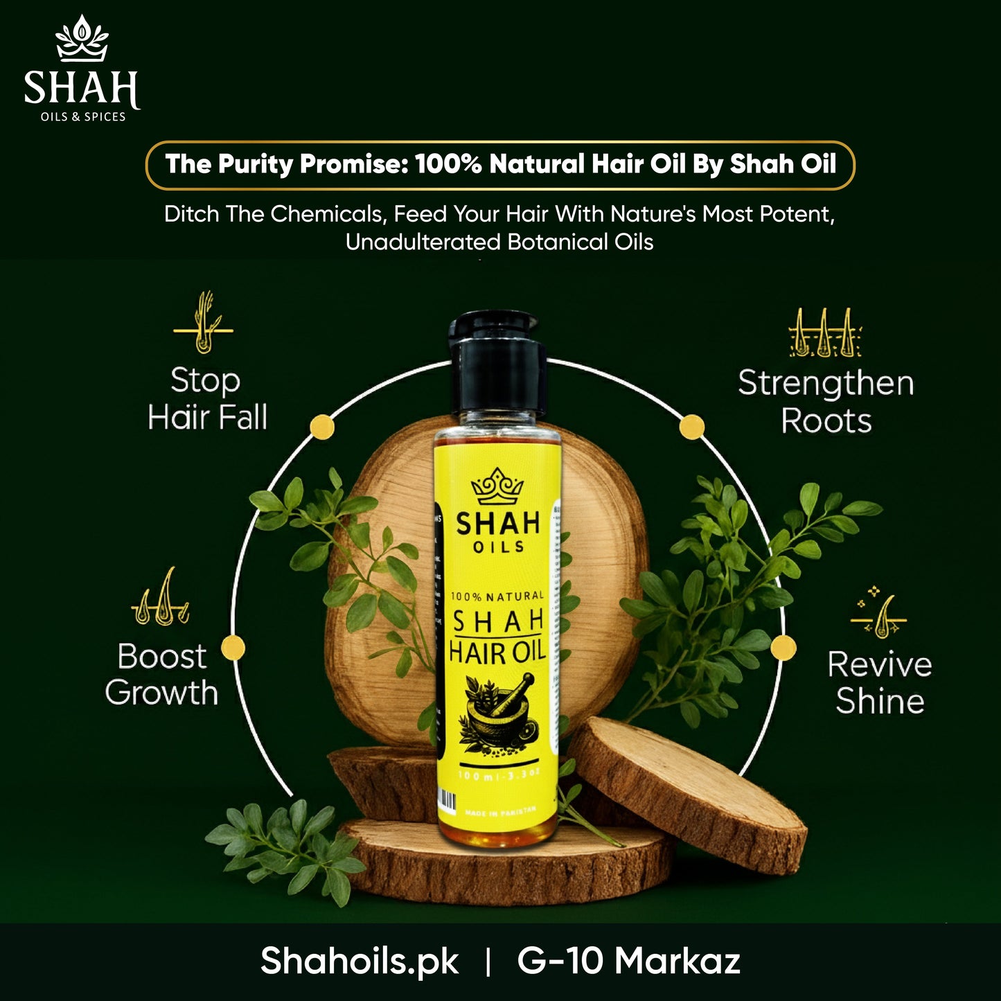 Shah Hair Oil – 100ml | Organic Cold Pressed Hair Oil for Hair Growth & Hair Fall Control