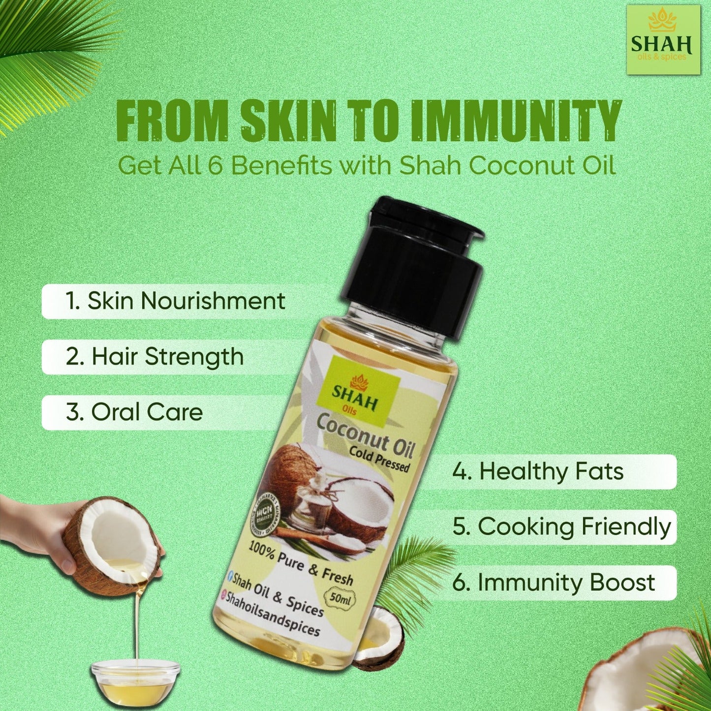 Cold Pressed Coconut Oil (Organic, Freshly Pressed) – Shah Oils | Pure Coconut Oil for Cooking, Hair & Skin